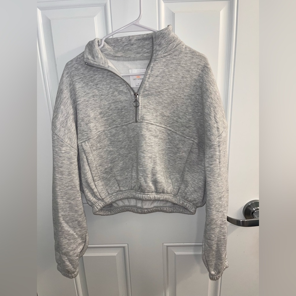 Sunday Light Gray Quarter-Zip Sweatshirt